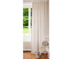 Tenda double-face ecru e bianca in lino con passanti 105 x 300 cm