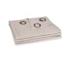 Tenda beige in lino con occhielli 140 x 250 cm VÉRONE