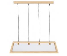 Lampada a sospensione industriale con 4 faretti in legno di quercia e vetro