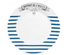 Piatto piano blu a righe in porcellana D 27 cm MARINIÈRE