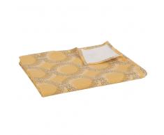 Tovaglia in cotone gialla a motivi, 150x250 cm
