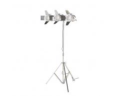 Piantana treppiede 3 faretti in metallo cromato, h 171 cm