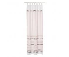 Tenda con laccetti in cotone rosa motivi grafici, 110x250 cm