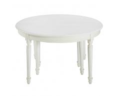 Tavolo da pranzo rotondo allungabile 4 a 14 persone in bianca betulla L 120/280 cm Louis
