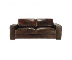 Divano vintage in pelle marrone 3 posti Colonel