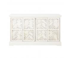 Credenza a 4 porte in legno massello di mango bianca Tatawi