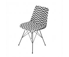 Sedia nera/bianca in resina intrecciata e metallo Zigzag