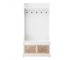 Mobile bianco da ingresso in legno con 5 attaccapanni L 96 cm Ouessant