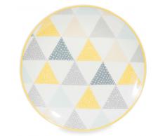 Piatto da dessert biancoa triangoli in porcellana LEMON