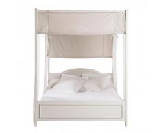 Letto bianco a baldacchino 160 x 200 in abete Manosque