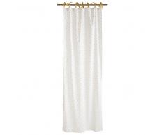 Tenda bianca a pois dorati in cotone con laccetti 102x250 cm