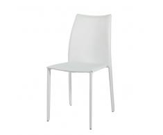 Sedia bianca in cuoio rigenerato Klint