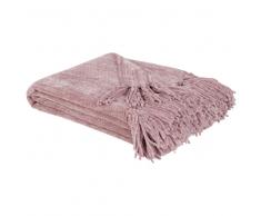 Plaid lavorato a maglia rosa, 125x150 cm