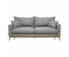 Divano-letto 3 posti in tessuto grigio chiaro Duke