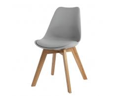 Sedia scandinava grigia con gambe in rovere massiccio Ice