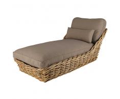 Chaise longue da giardino in rattan e cuscini color talpa St Tropez