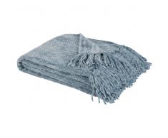 Plaid lavorato a maglia blu, 125x150 cm