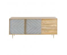 Credenza bassa a 2 ante e 3 cassetti in legno massello di mango Carlotta