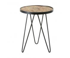Tavolino da salotto in teak e metallo nero, H 50 cm