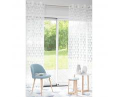 Velo con motivi a triangolo bianchi con occhielli 140x250 cm