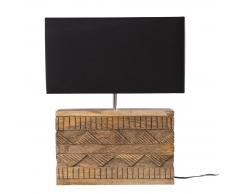 Lampada in legno di mango e abat-jour nero