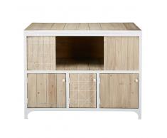Credenza a 3 ante in abete e metallo bianco Taylor