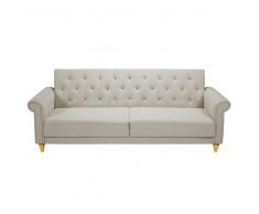 Divano letto imbottito 3 posti beige in cotone e lino Lise