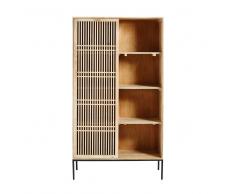 Libreria con anta scorrevole in legno massello di mango Helios