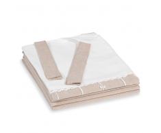Tenda beige in cotone con laccetti 105x250 cm