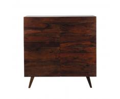 Credenza alta vintage in massello di legno di sheesham scuro L 120 cm Soho