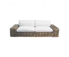 Divano color avorio in rattan e tessuto 3/4 posti St Tropez
