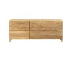 Credenza a 4 cassetti in legno massello di mango scolpito Nakoma
