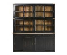 Credenza a 12 ante e 3 cassetti in legno massello di mango nera Indies