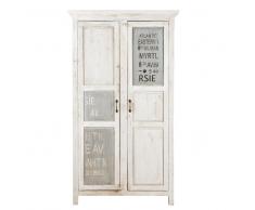 Armadio bianco in mango effetto anticato L 105 cm Biscarosse