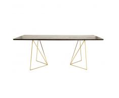 Tavolo da pranzo 4/6 persone in legno di acacia nero e metallo dorato, 197 cm Jagger