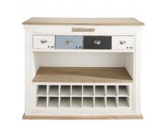 Mobile bar bianco in legno effetto anticato con cassetti L 129 cm Molene