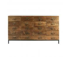 Cassettiera stile industriale con 20 cassetti in legno massello di mango Hipster