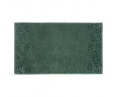 Tappeto da bagno in cotone verde con motivi a foglie, 50x80