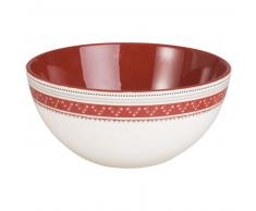 Insalatiera in maiolica rossa e bianca