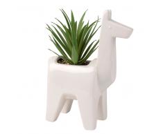 Pianta artificiale con vaso animale in ceramica bianca