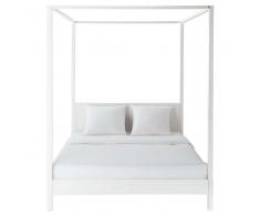 Letto a baldacchino 160 x 200 bianco sporco in pino Celeste
