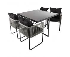 Tavolo da giardino + 4 sedie in resina L 107 cm Swann