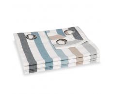 Tenda con occhielli a motivi rigati in cotone, 140x250 cm