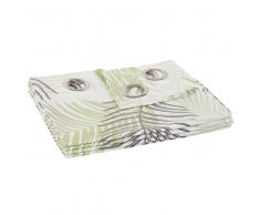 Tenda con occhielli in cotone con stampa a foglie, 140 x 250 cm