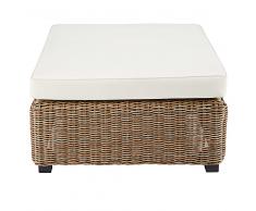 Pouf da giardino in resina intrecciata e cuscino écru Cigale