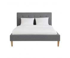 Letto grigio 160 x 200 cm in legno e tessuto Brent