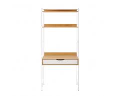 Scrivania con scaffale e 1 cassetto in metallo bianca Poppins