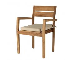 Poltrona da giardino impilabile in teak massello e cuscino écru Havana