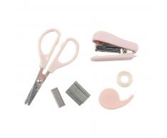 Mini kit accessori da ufficio in metallo rosa