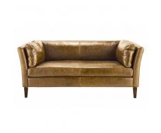 Divano vintage in cuoio color cammello 3 posti Prescott